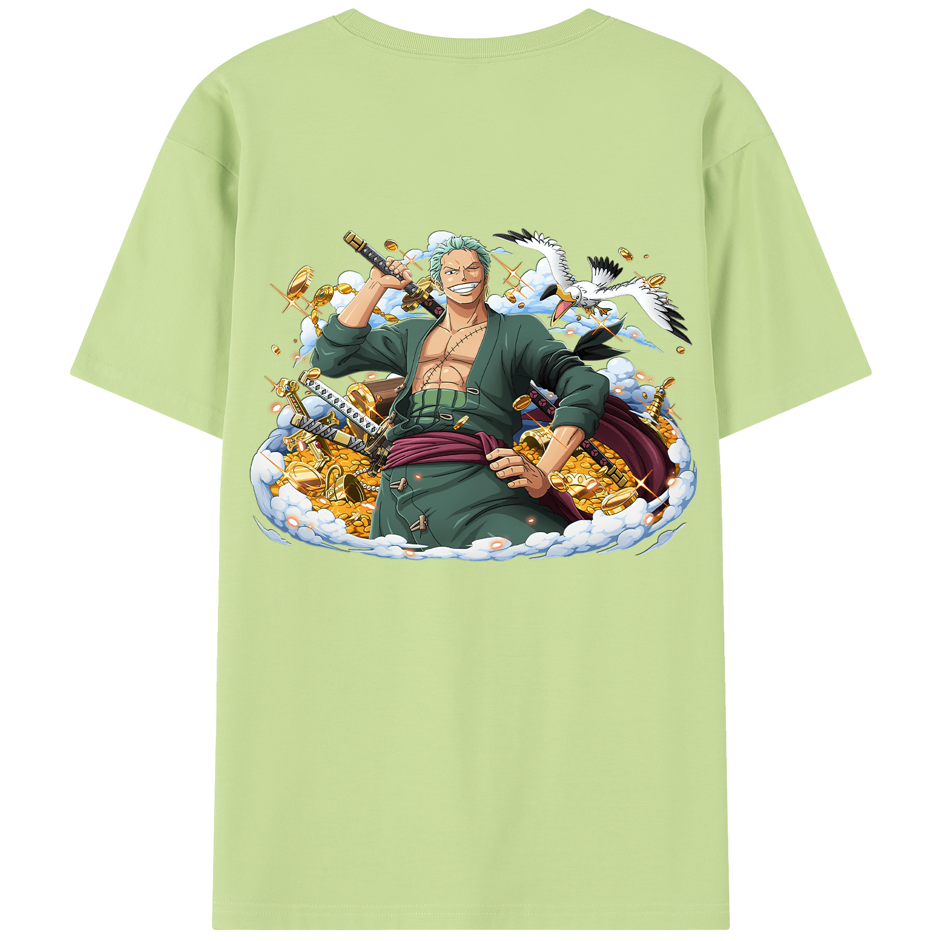 ワンピース ロロノア・ゾロ ONE PIECE Roronoa Zoro 綿100％半袖Tシャツ（背面プリント）